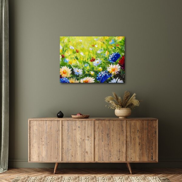 Slika cvetočega travnika, oljna slika (70x50 cm)
