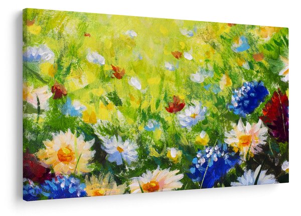 Slika cvetočega travnika, oljna slika (90x60 cm)