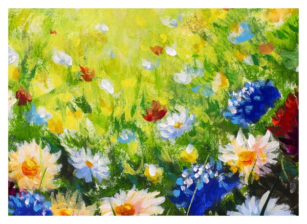 Slika cvetočega travnika, oljna slika (70x50 cm)