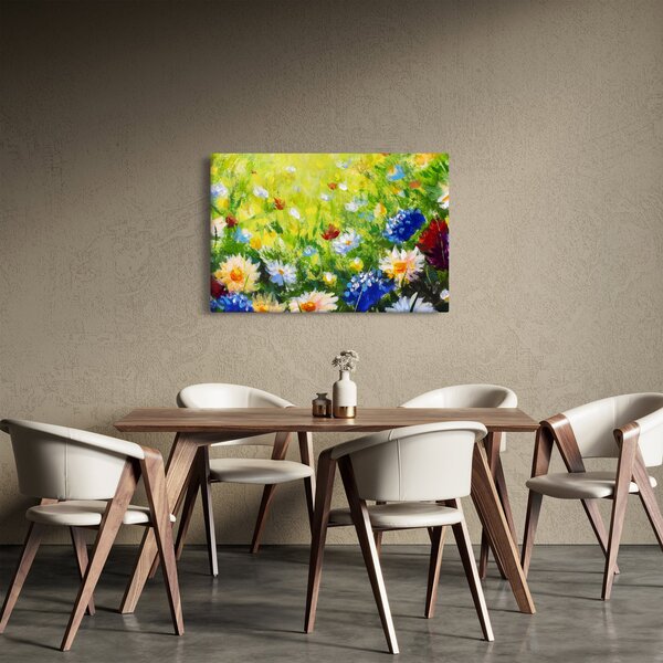 Slika cvetočega travnika, oljna slika (90x60 cm)