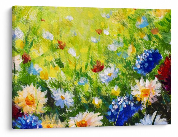 Slika cvetočega travnika, oljna slika (70x50 cm)
