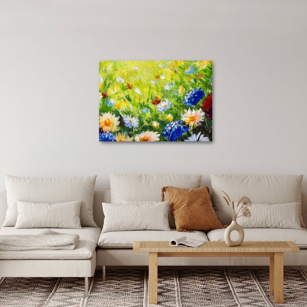 Slika cvetočega travnika, oljna slika (70x50 cm)