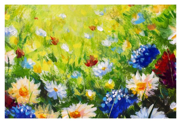 Slika cvetočega travnika, oljna slika (90x60 cm)