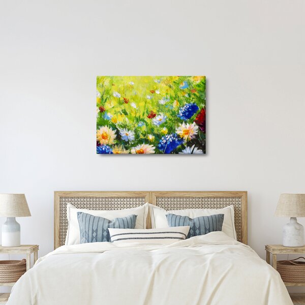 Slika cvetočega travnika, oljna slika (70x50 cm)