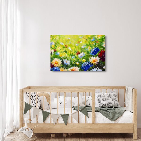 Slika cvetočega travnika, oljna slika (90x60 cm)
