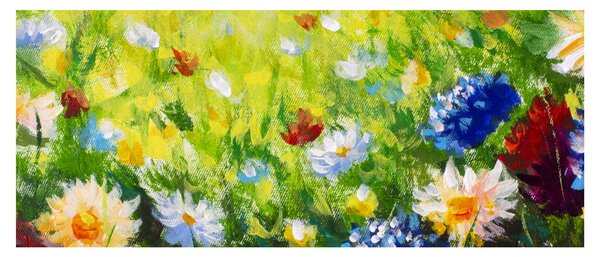 Slika cvetočega travnika, oljna slika (120x50 cm)