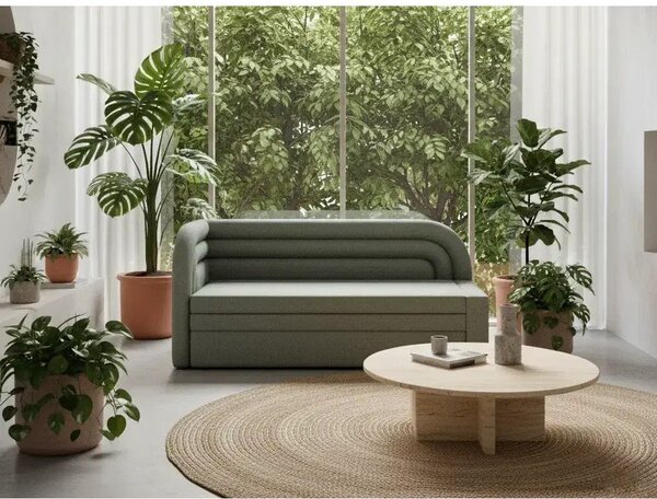 Zelena sklopiva/s prostorom za odlaganje sofa od šenila s desnim kutom 223 cm Fabillo – ELTAP