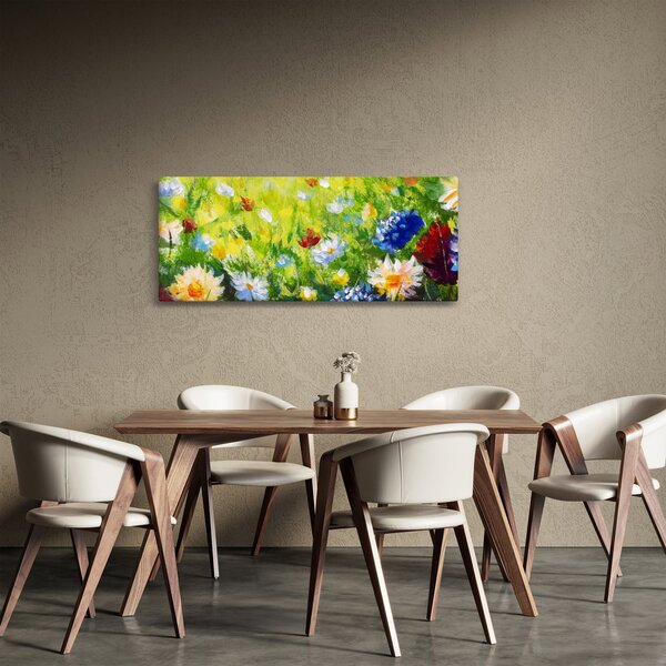 Slika cvetočega travnika, oljna slika (120x50 cm)