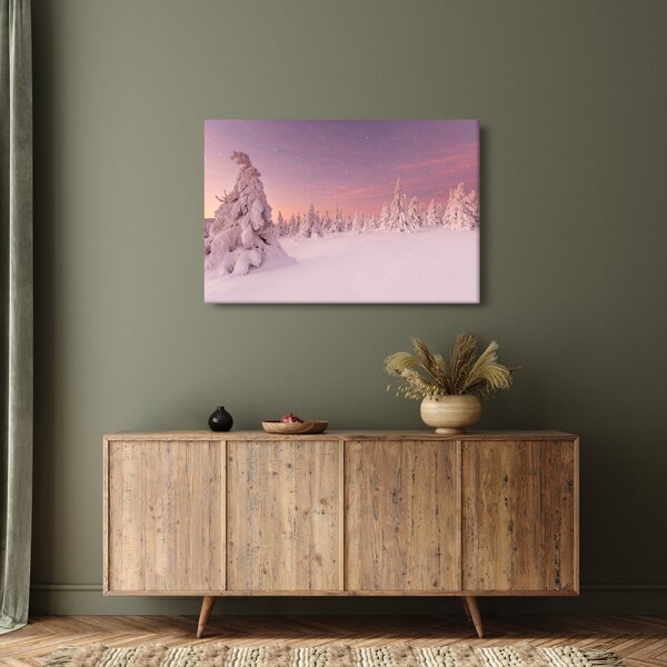 Slika - Drevesa pod snežno odejo (90x60 cm)