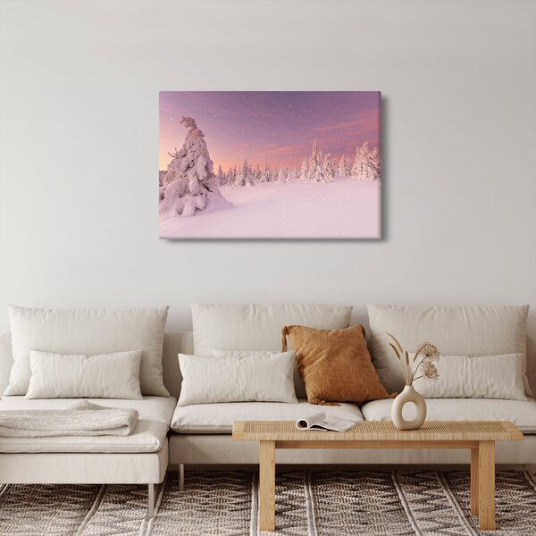 Slika - Drevesa pod snežno odejo (90x60 cm)