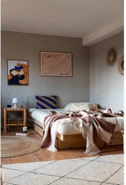 Bračni krevet od masivnog bora s prostorom za pohranu s podnicom 160x200 cm u prirodnoj boji Kanso – Karup Design