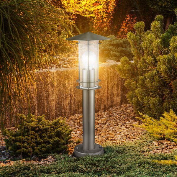 EGLO Podna lampa Lisio, završna obrada od nehrđajućeg čelika, visina 50 cm,, Metalik, Staklo