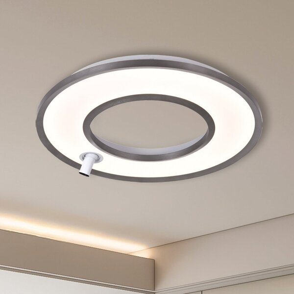 Viokef LED stropna svjetiljka Valeria, brušenosivi, Ø 60 cm, metal, Sivo, Dnevni boravak/blagovaonica, Aluminij