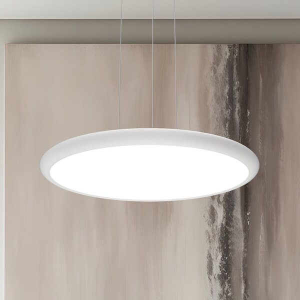Viokef LED viseća svjetiljka Benett, bijela, Ø 50 cm, metal/akril, prigušiva, Bijela, Dnevni boravak/blagovaonica, Aluminij