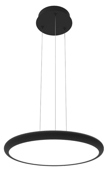 Viokef LED viseća svjetiljka Benett, crna, Ø 50 cm, metal/akril, prigušiva, Crno, Dnevni boravak/blagovaonica, Aluminij
