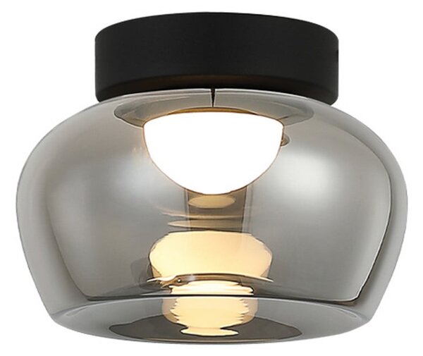 Viokef LED stropna svjetiljka Nadia, Ø 38 cm, dimno siva, staklo, Sivo, Dnevni boravak/blagovaonica, Staklo