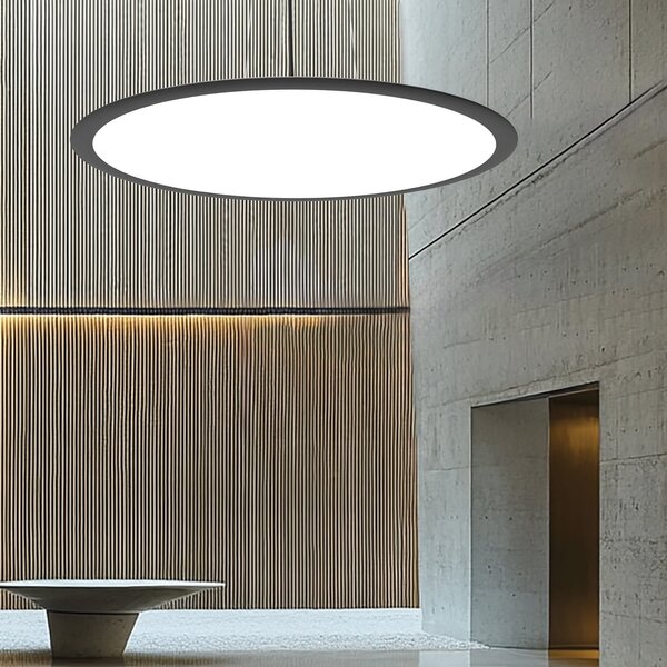 Viokef Velika LED viseća svjetiljka, crna, Ø 60 cm, metal, CCT, prigušiva, Crno, Dnevni boravak/blagovaonica, Aluminij