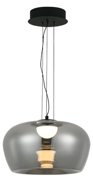 Viokef LED viseća svjetiljka Nadia, Ø 16 cm, dimno siva, staklo, Sivo, Dnevni boravak/blagovaonica, Staklo
