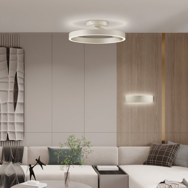 Viokef Saturn LED stropna svjetiljka, Ø 50 cm, krem i srebro, metal, prigušiva, Bež, Dnevni boravak/blagovaonica, Metal