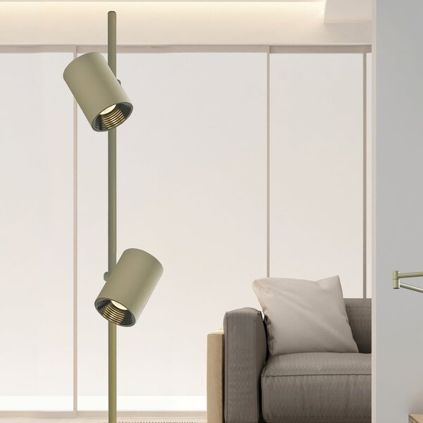 Viokef Melina LED podna lampa, maslinasto zelena, visina 162 cm, metal, dimabilna, prigušiva, Zelena, Dnevni boravak/blagovaonica, Aluminij
