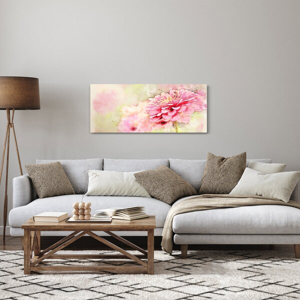 Slika - Rožnata roža, akvarel (120x50 cm)
