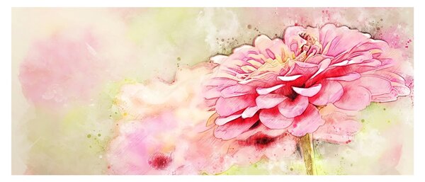 Slika - Rožnata roža, akvarel (120x50 cm)