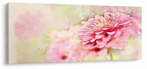 Slika - Rožnata roža, akvarel (120x50 cm)