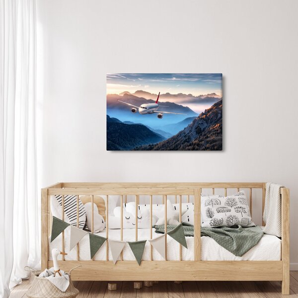 Slika - Letalo nad gorskimi vrhovi (90x60 cm)
