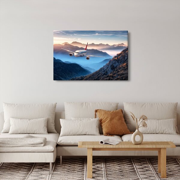 Slika - Letalo nad gorskimi vrhovi (90x60 cm)