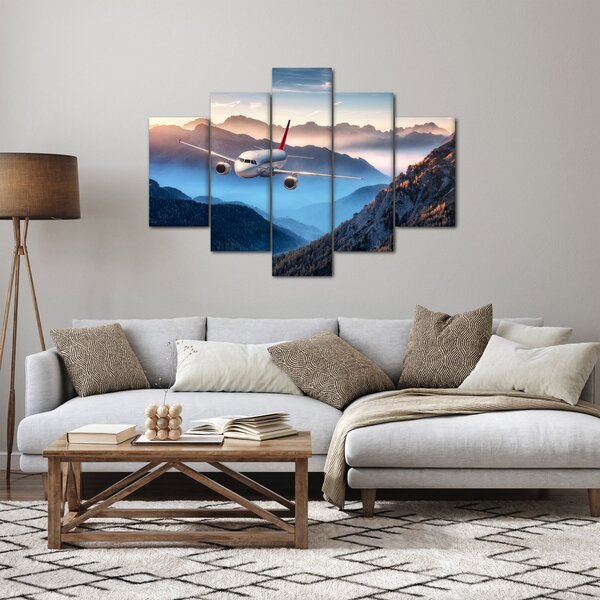 Slika - Letalo nad gorskimi vrhovi (150x105 cm)