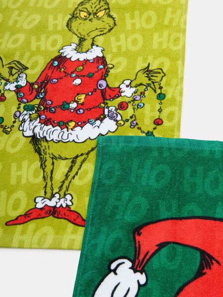 Sinsay - Set dječjih pamučnih ručnika za ruke s božićnim motivom 2 pack Grinch