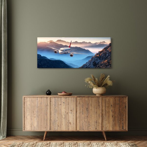 Slika - Letalo nad gorskimi vrhovi (120x50 cm)