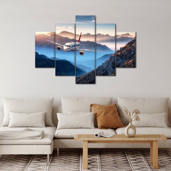 Slika - Letalo nad gorskimi vrhovi (150x105 cm)