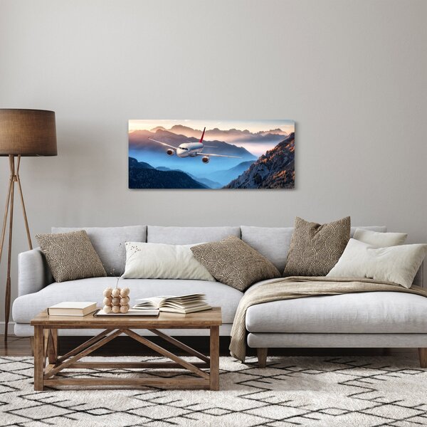 Slika - Letalo nad gorskimi vrhovi (120x50 cm)