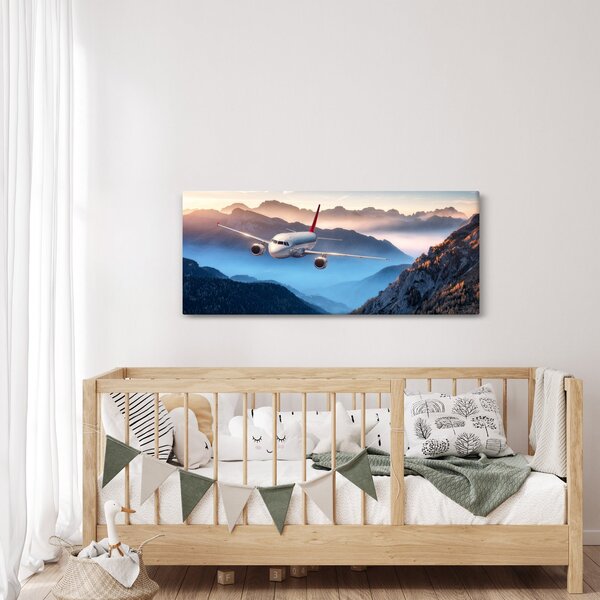 Slika - Letalo nad gorskimi vrhovi (120x50 cm)