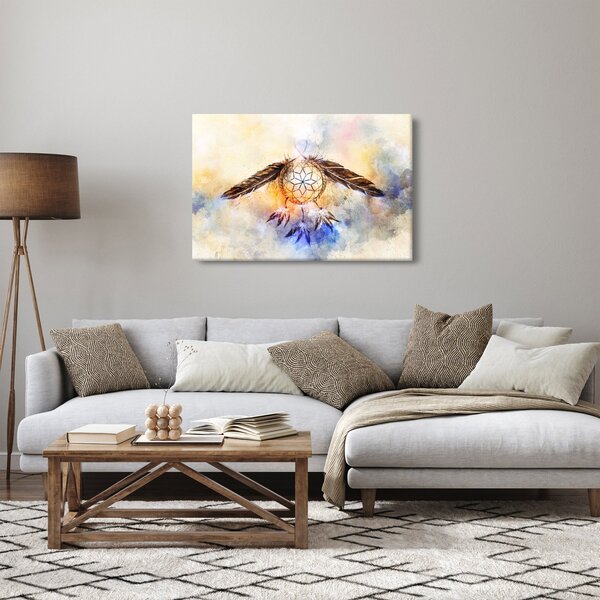 Slika - Lovilec sanj s perjem (90x60 cm)