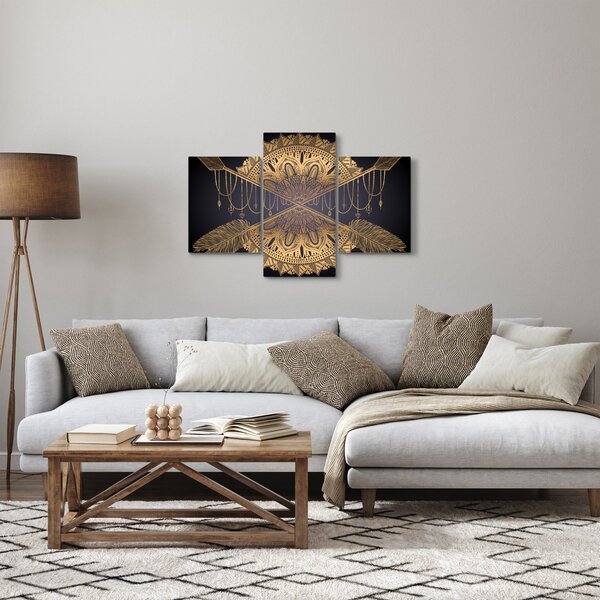 Slika - Zlata mandala s puščicami (90x60 cm)