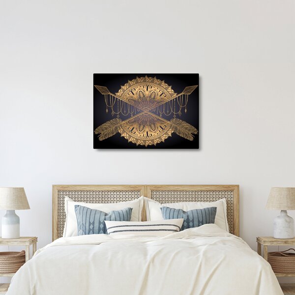 Slika - Zlata mandala s puščicami (70x50 cm)