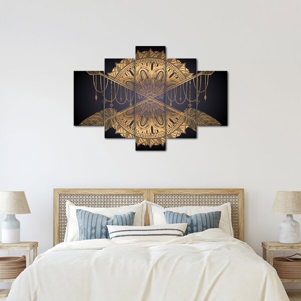 Slika - Zlata mandala s puščicami (150x105 cm)