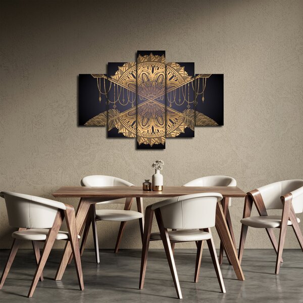 Slika - Zlata mandala s puščicami (150x105 cm)