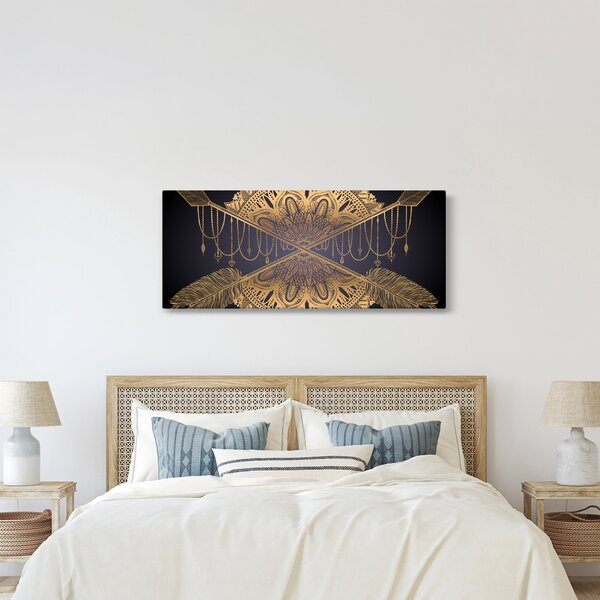 Slika - Zlata mandala s puščicami (120x50 cm)