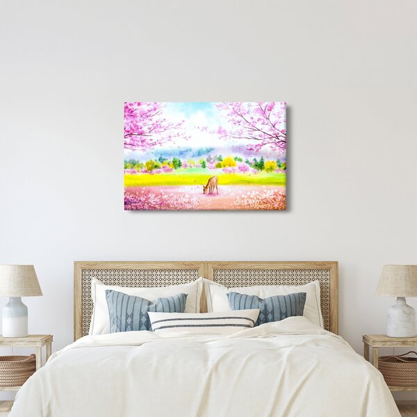 Slika - Poslikana srna, akvarel (90x60 cm)