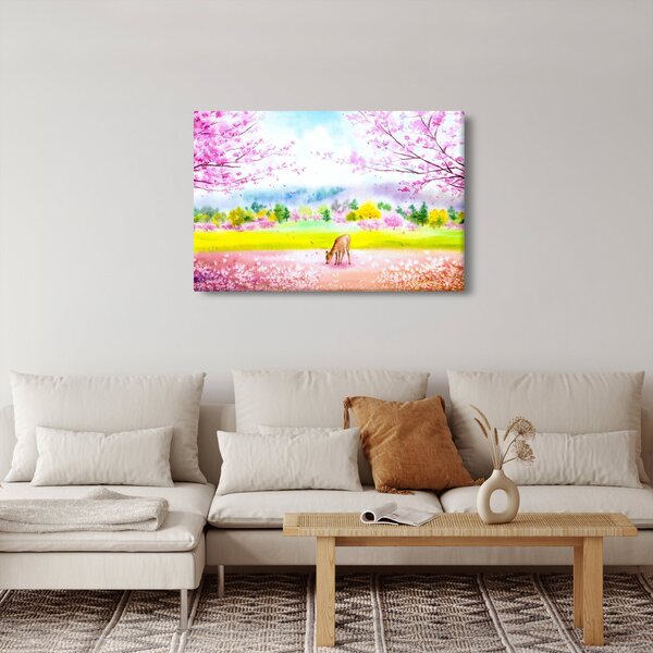 Slika - Poslikana srna, akvarel (90x60 cm)