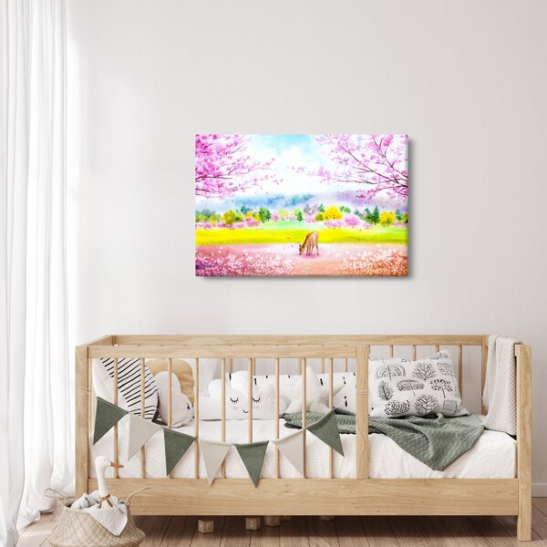 Slika - Poslikana srna, akvarel (90x60 cm)