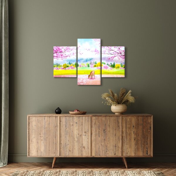 Slika - Poslikana srna, akvarel (90x60 cm)