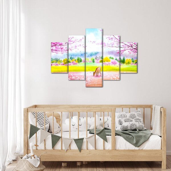 Slika - Poslikana srna, akvarel (150x105 cm)