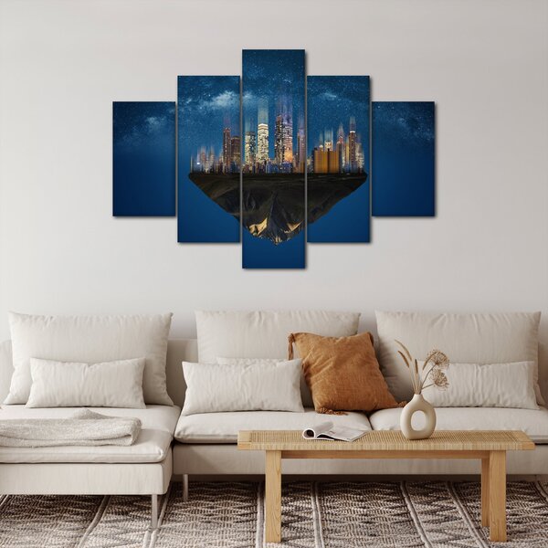 Slika - Veliko mesto lebdi skozi vesolje (150x105 cm)