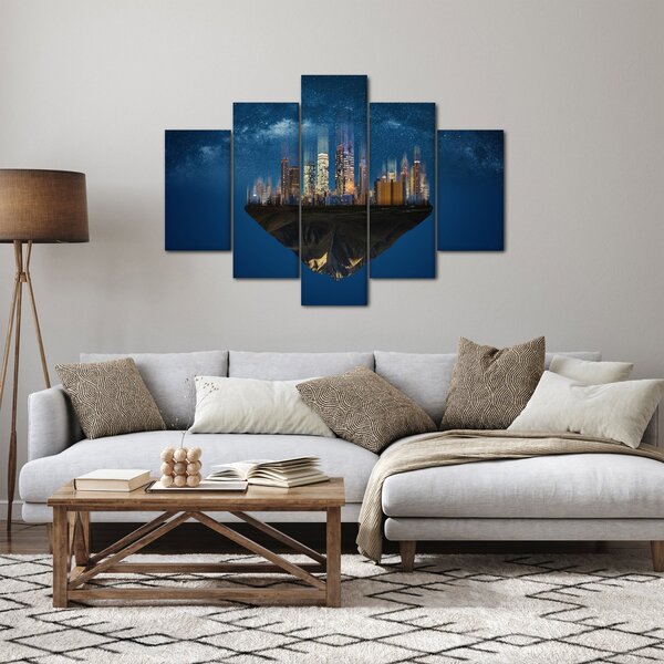 Slika - Veliko mesto lebdi skozi vesolje (150x105 cm)