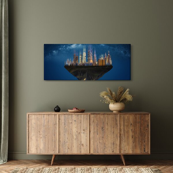 Slika - Veliko mesto lebdi skozi vesolje (120x50 cm)
