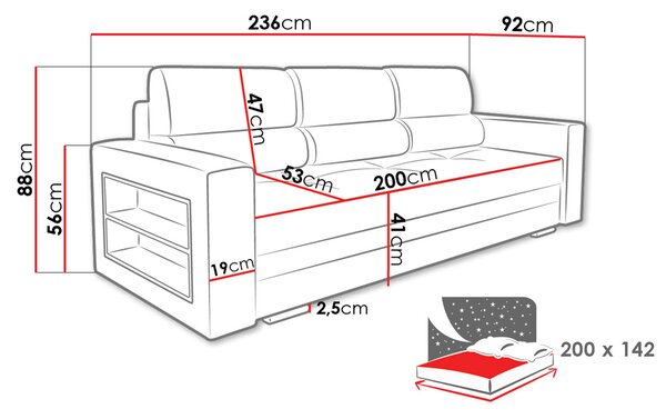 Sofa na razvlačenje Carona (svijetlosmeđa + bež) (s prostorom za odlaganje)